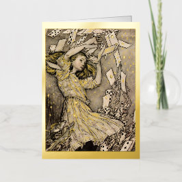 Rackham's Alice in Wonderland Christmas Gold Folie Wenskaart