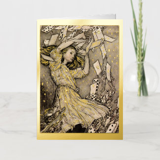 Rackham's Alice in Wonderland Christmas Gold Folie Wenskaart