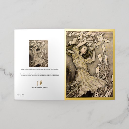 Rackham's  Alice in Wonderland Gevouwen Folie Wenskaart (Buiten Laag)