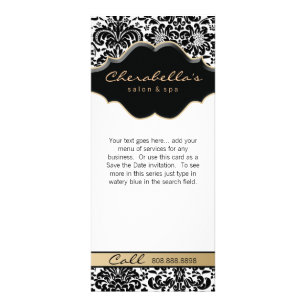 Rackkaart Damask Beige Floral Salon Spa Mode Reclamekaart