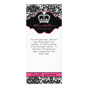 Rackkaart Damask White Black Pink Floral Crown Reclamekaart