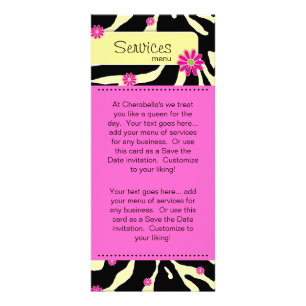 Rackkaart Zebra Daisy Floral Salon Spa Pink Geel Reclamekaart