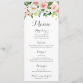 Rackkaarten voor roze en witte felle bruiloft menu (Voorkant)