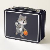 Racoon als Basketball-speler met Basketball (Achterkant)