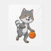 Racoon als Basketball-speler met Basketball Fleece Deken (Voorkant)