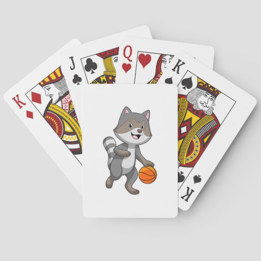Racoon als Basketball-speler met Basketball Pokerkaarten (Achterkant)