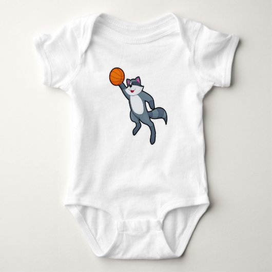 Racoon als Basketball-speler met Basketball Romper (Voorkant)