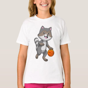 Racoon als Basketball-speler met Basketball T-shirt