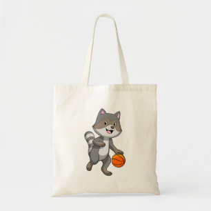 Racoon als Basketball-speler met Basketball Tote Bag