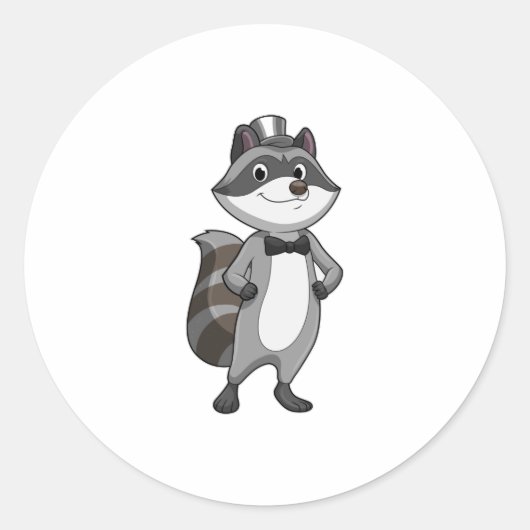 Racoon als Groom met Stropdas Ronde Sticker (Voorkant)