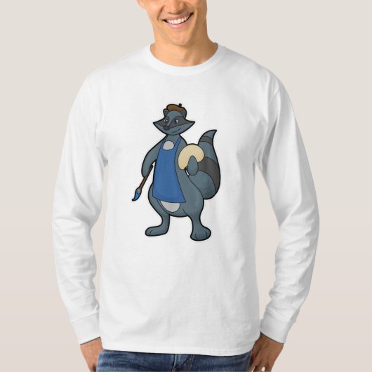 Racoon als schilder met penseel t-shirt (Voorkant)