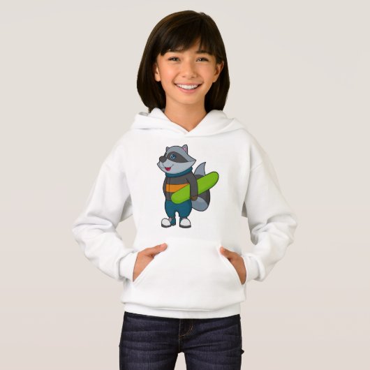 Racoon als Snowboarder met Snowboard (Voorkant volledig)