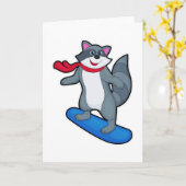 Racoon als Snowboarder met Snowboard en Scarf Kaart (Gele Bloem)