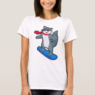 Racoon als Snowboarder met Snowboard en Scarf T-shirt