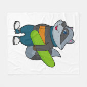 Racoon als Snowboarder met Snowboard Fleece Deken (Voorkant (Horizontaal))