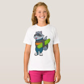 Racoon als Snowboarder met Snowboard T-shirt (Voorkant volledig)