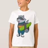 Racoon als Snowboarder met Snowboard T-shirt (Voorkant)