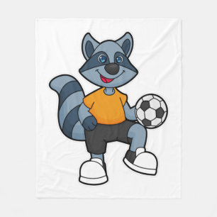 Racoon als voetbalspeler met Voetbal Fleece Deken