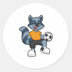 Racoon als voetbalspeler met Voetbal Ronde Sticker