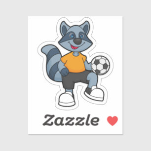Racoon als voetbalspeler met Voetbal Sticker
