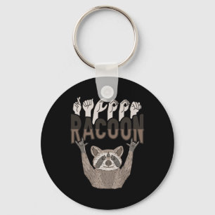 Racoon ASL Handgebaar Doof Gehoorverlies Awarenes Sleutelhanger