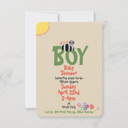 Racoon avec écureuil garçon bébé douche Invitation (Devant)