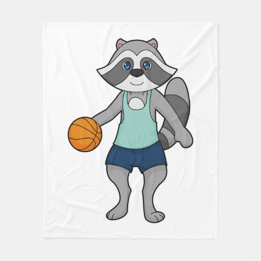 Racoon Basketball speler Basketball Fleece Deken (Voorkant)