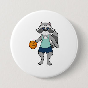 Racoon Basketball speler Basketball Ronde Button 7,6 Cm