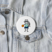 Racoon Basketball speler Basketball Ronde Button 7,6 Cm (In situ)