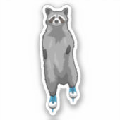 Racoon bij ijsschaatsen met ijsschaatsen sticker (Voorkant)