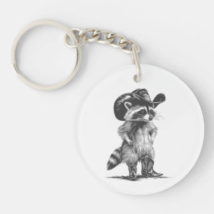 Racoon Cowboy Funny Racoon Graphic Meme Mannen Vro Sleutelhanger