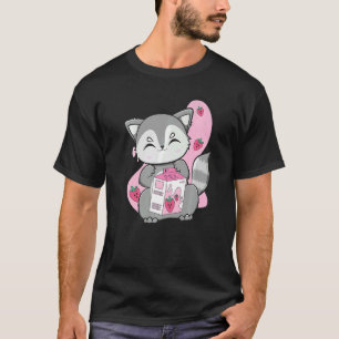 Racoon Drink knobbelthee en Boba met aardbei T-shirt