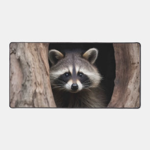 Racoon in boomgrot bureaumat