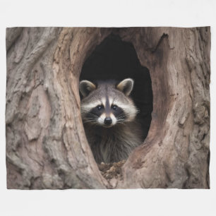 Racoon in boomgrot fleece deken
