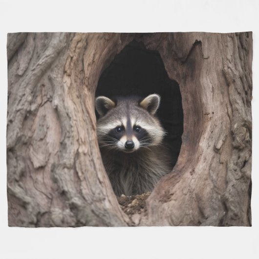 Racoon in boomgrot fleece deken (Voorkant (Horizontaal))