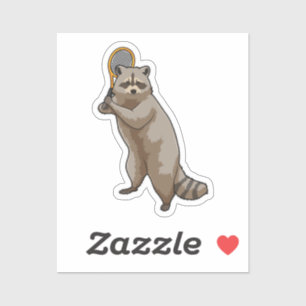 Racoon in Tennis met Tennis racket Sticker