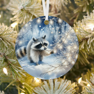 Racoon Magisch Betoverd Kerstbos Metalen Ornament