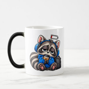 Racoon met Lage Batterij en Koffie – Goede Vibes L Magische Mok