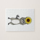 Racoon met zonnebloem legpuzzel (Horizontaal)