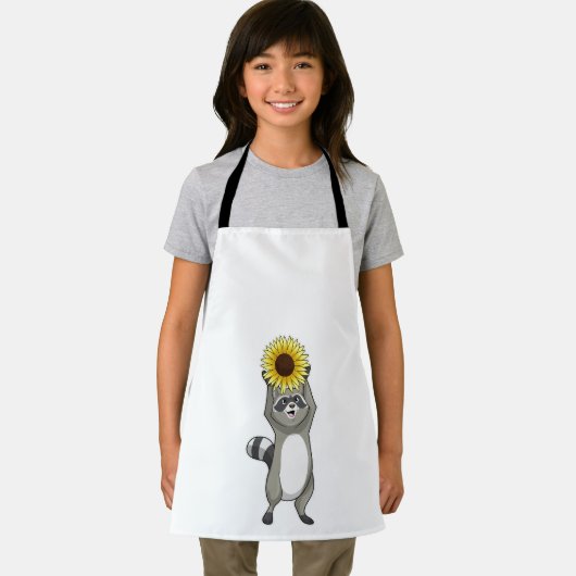 Racoon met zonnebloem schort (Insitu)