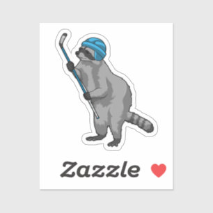 Racoon op IJshockey met ijshockeystick Sticker