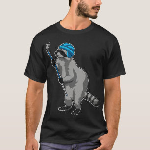 Racoon op IJshockey met ijshockeystick T-shirt