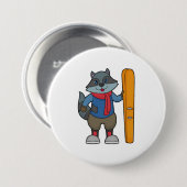 Racoon Skier Ski Ronde Button 7,6 Cm (Voorkant /achterkant)
