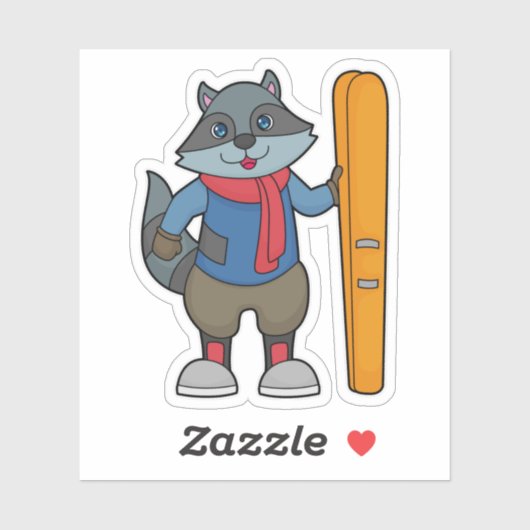 Racoon Skier Ski Sticker (Vel)