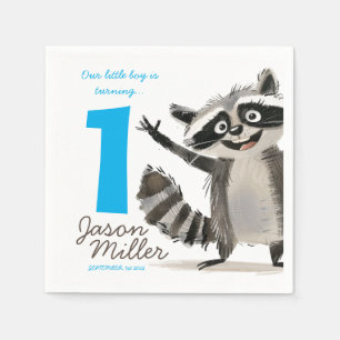 Racoon thema verjaardagsfeestje voor babe draaien  servet