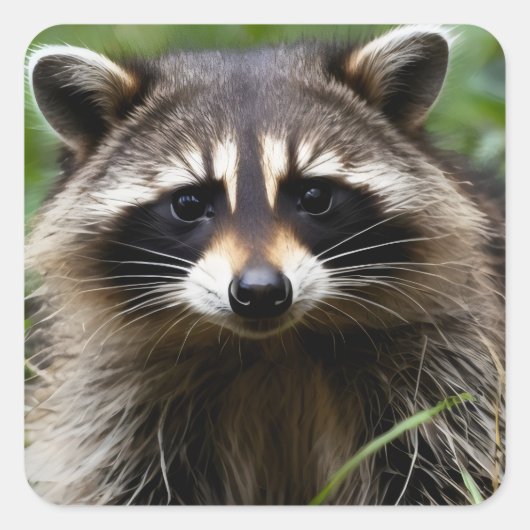 Racoon uitziend vierkante sticker (Voorkant)