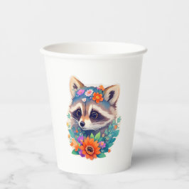 Racoon with Flowers Papieren Bekers