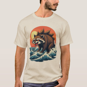 Racoonzilla Golf - Vintage Japans Kunstontwerp voo T-shirt