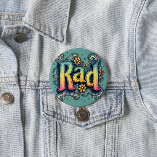 RAD 70s Groovy Psychedelic Aesthetic Ronde Button 7,6 Cm (In situ)