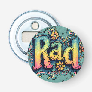 Rad 70s Groovy Psychedelische Esthetiek Button Flesopener